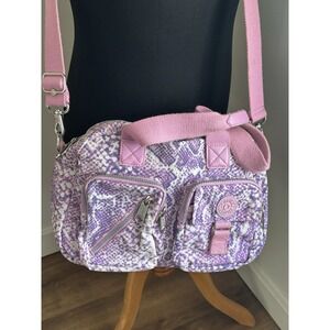 Kipling Over The Shoulder Tote Bag Pink Purple Gray White Diaper School Travel